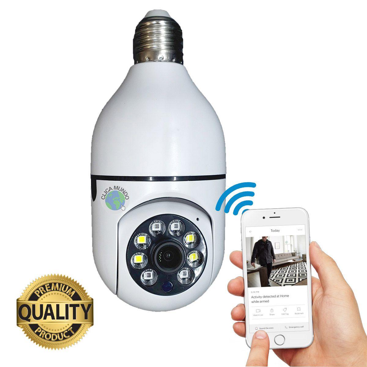 Camera Segurança Panoramica Lampada E27 Wifi Espia Com Rastreio de Movimento - IP CAMERA