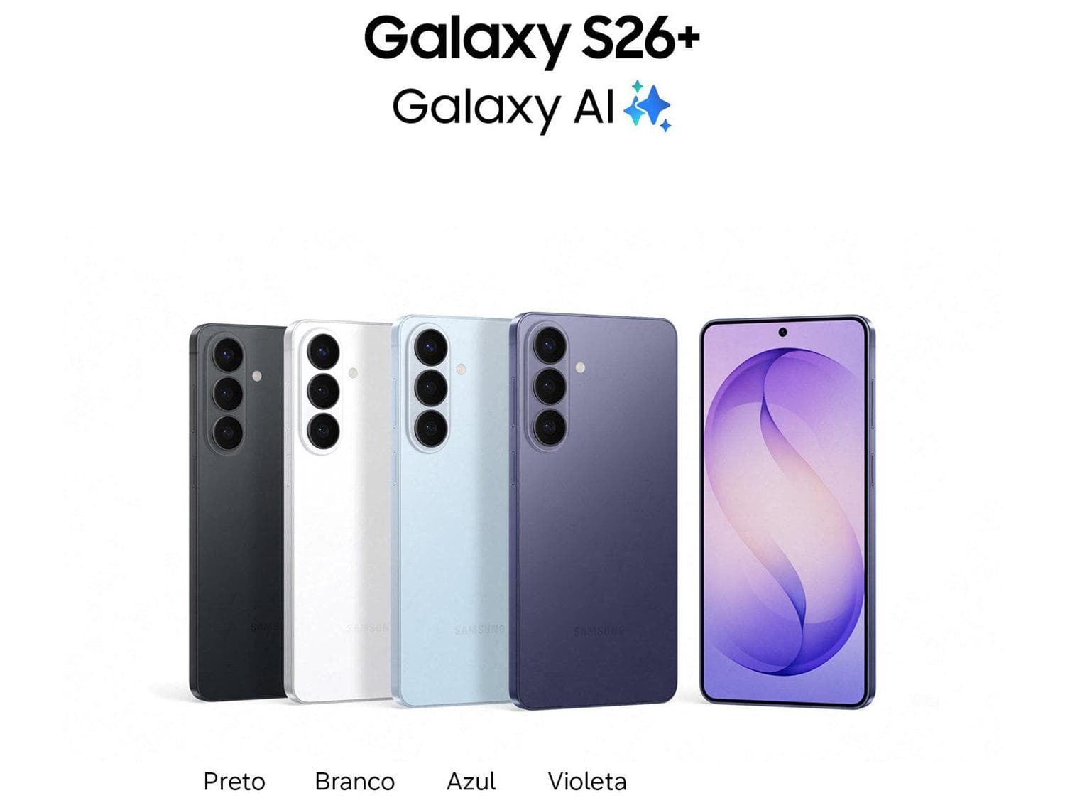 Samsung Galaxy S26+ 5G 256GB Galaxy AI 6,7" 12GB RAM Câm. Tripla 50+12+10MP Bateria 4900mAh Dual Chip