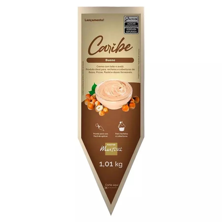 Recheio Creme Caribe Bueno Master Martini 1,01kg Bisnaga (Sabor Idêntico ao Kinder Bueno)