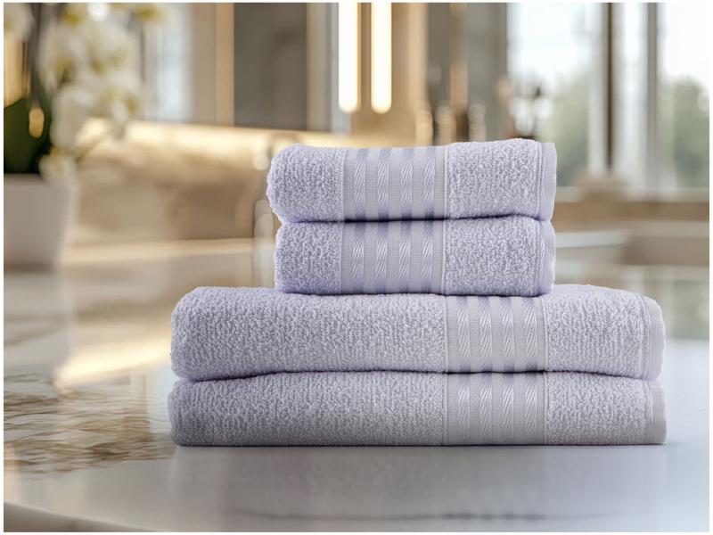 Jogo de Toalhas de Banho e Rosto Camesa Decor Branco 4 Peças