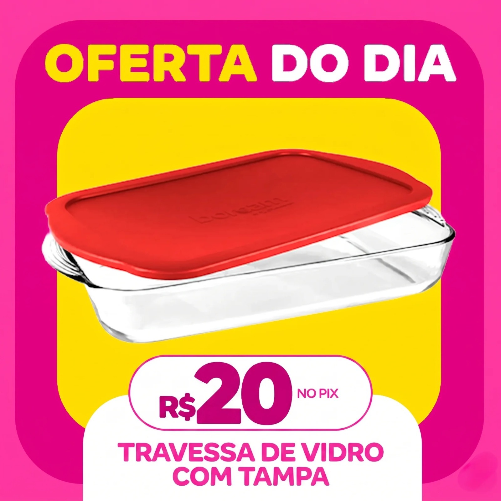 Travessa de Vidro com Tampa Retangular 41x6,5x26cm Pasabahce Borcam