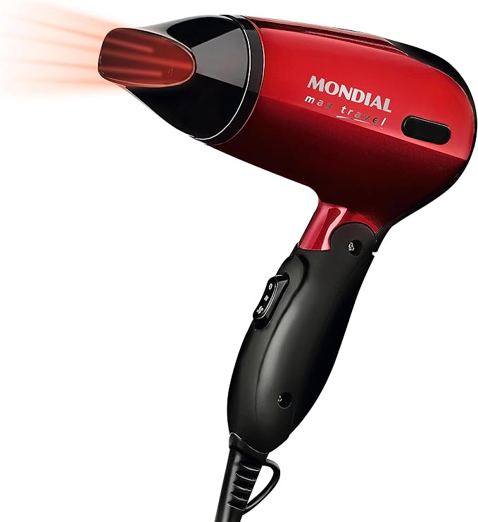 MONDIAL Secador, Max Travel, Bivolt, Preto/Vermelho, 1200W - SC-10