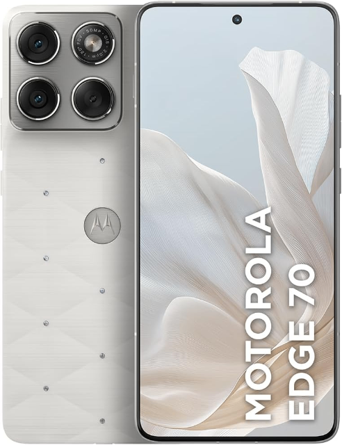 Smartphone Motorola Edge 70 5G Crystals by Swarovski - 512GB 24GB (12GB RAM + 12GB RAM Boost), Ultrafino, 3 cameras 50MP e tela extreme Amoled 120hz - Cloud Dancer