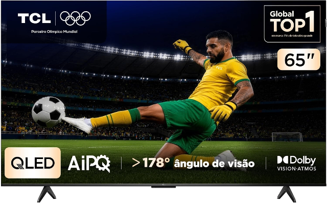 Smart TV TCL 65 Polegadas QLED 4K P7K WiFi Bluetooth Google TV HDR10+ Dolby Atmos Dolby Vision 65P7K
