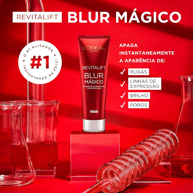 L'Oréal Paris Revitalift Blur Mágico, Primer Facial com Tecnologia Opti-Blur, Efeito Blur Matte, Disfarça Rugas e Poros Instantaneamente, 27g