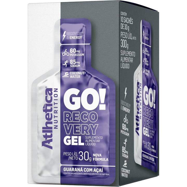 Go Energy Gel (10 Sachês) - Sabor Guaraná e Açai, Atlhetica Nutrition, Roxo