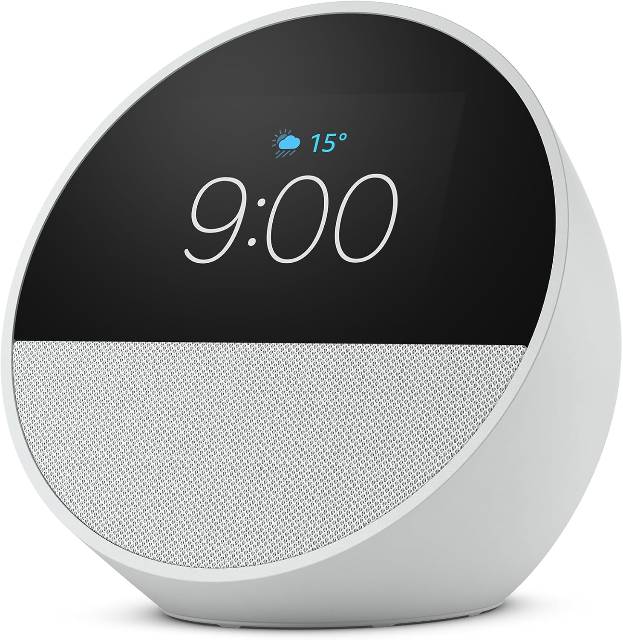 Echo Spot com Alexa (Geração mais recente) | Despertador inteligente com som vibrante | Cor Branca, com Acesso Antecipado à Alexa+