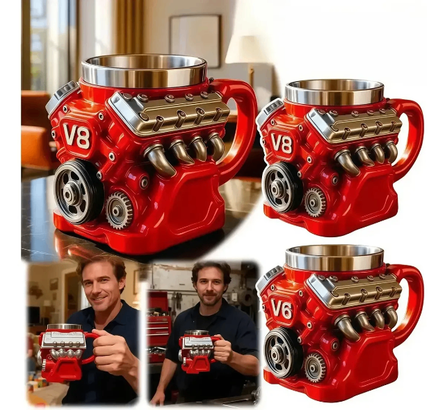 Caneca De Motor V8 De Aço Inoxidável, Xícara De Café Cerâmica