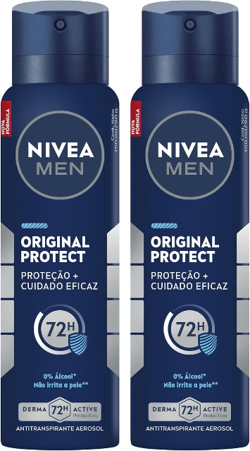 NIVEA MEN Kit Desodorante Antitranspirante Aerossol Original Protect 48h 150ml (2 unidades)