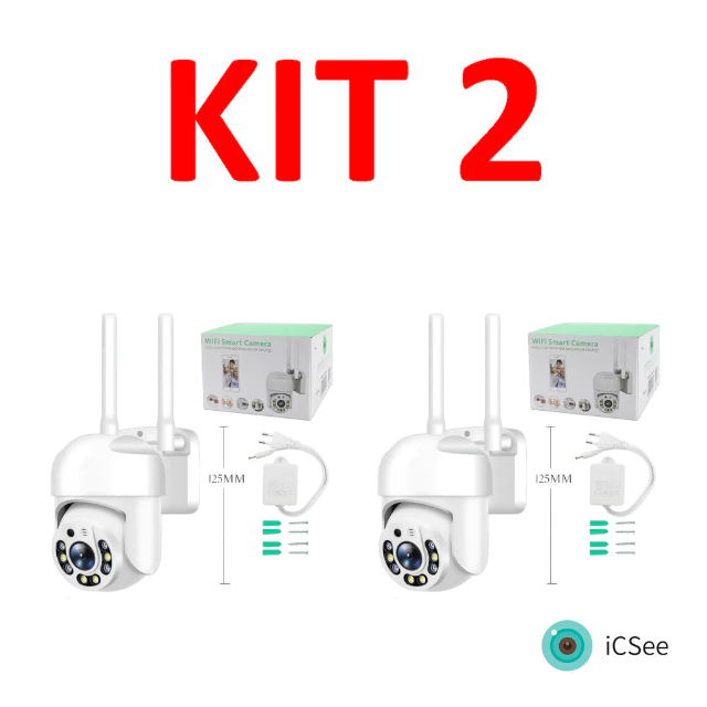Câmeras de Segurança Wi-Fi 2.4G Inteligente ICSEE com Visão Noturna - Kit 2