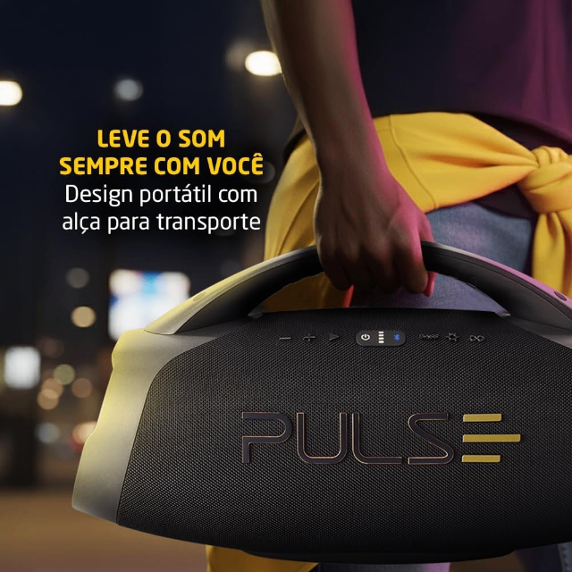 Caixa de Som Bluetooth Pulse X Boombox 220W RMS, Resistente a Água e com Iluminação LED – SP626