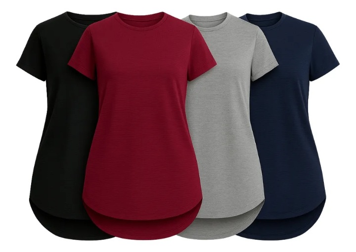 Kit 4 Camiseta Dry Fit Feminina Academia Fitness Tapa Bumbum