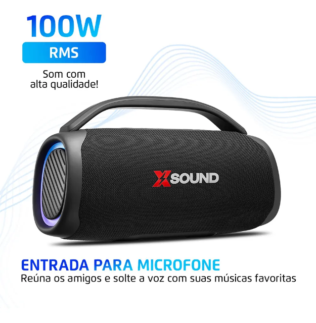 Caixa De Som Boombox Mondial Xsound- Bx-100-bl - 100w Cor Preto