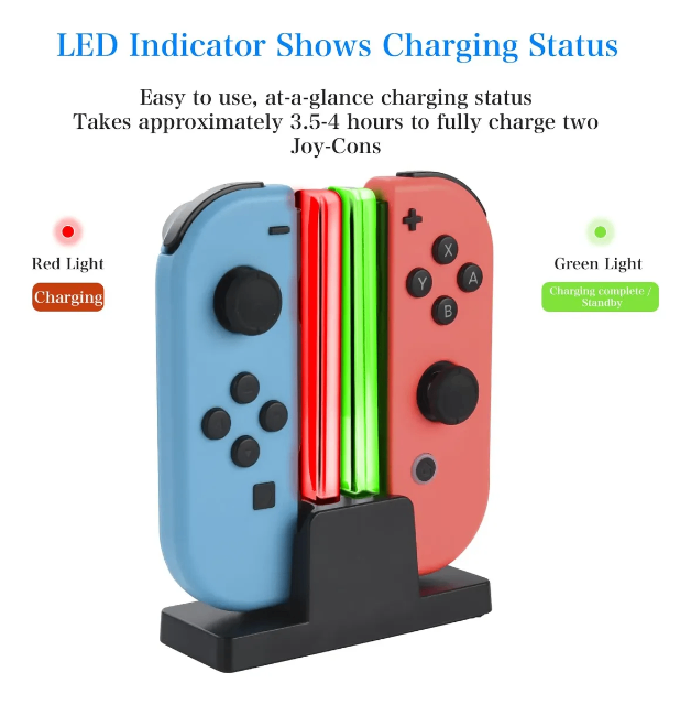 Doca de Carregamento Com Led Controladores Joy-con Para Nintendo Switch