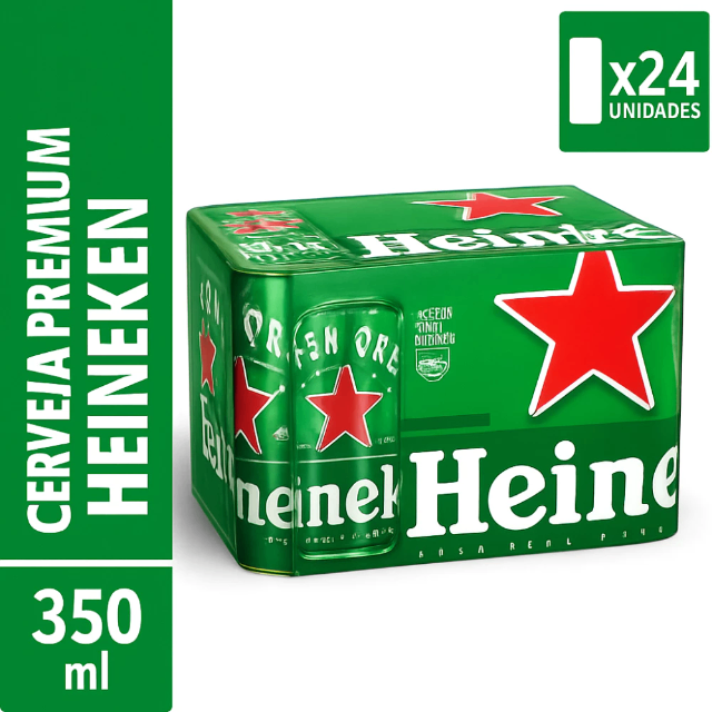Cerveja Lager Heineken Lata 350ml - Pack com 24 Unidades