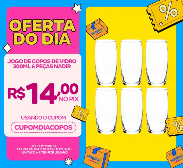 Jogo de Copos de Vidro 300ml 6 Peças Nadir - Oca Long Drink