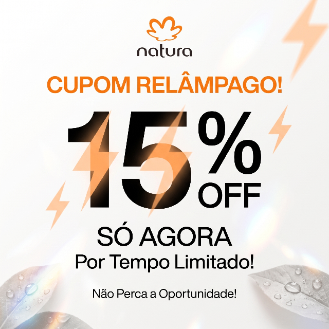 Cupom de 15% em suas compras na Natura