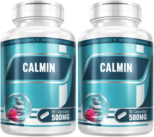 KIT Calmin 500mg – Calmante Natural para Ansiedade e Sono Tranquilo 120 Cápsulas 2 Frascos