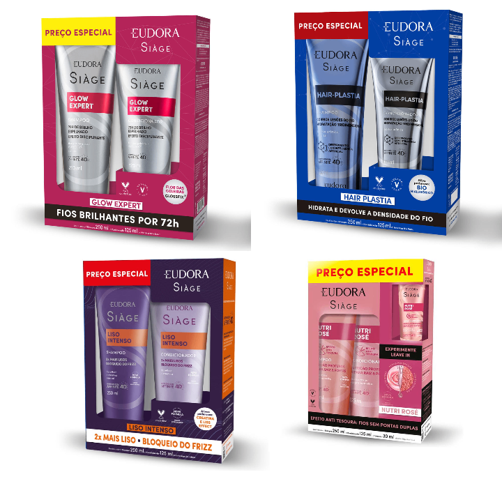 Kit Shampoo Eudora Siàge 250ml 1 Unidade + Condicionador Eudora Siàge 125ml 1 Unidade
