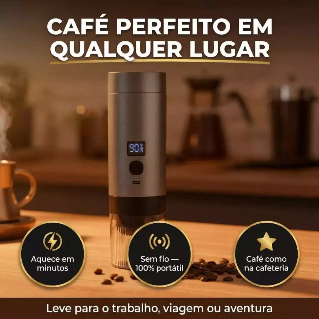Máquina de Café Expresso Portátil 3 em 1 Elétrica Preta modernas Cafeteira cápsulas ou Café Moído