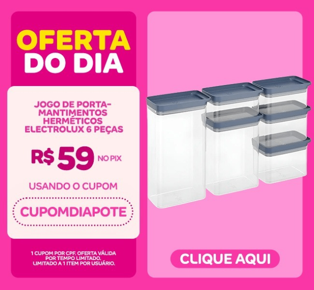 Jogo de Porta-Mantimentos Herméticos Retangulares Electrolux Experience 6 Peças