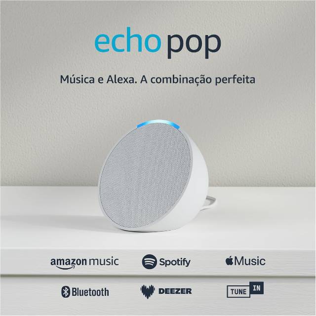 Echo Pop (Geração mais recente) | Smart speaker compacto com som envolvente e Alexa | Cor Branca