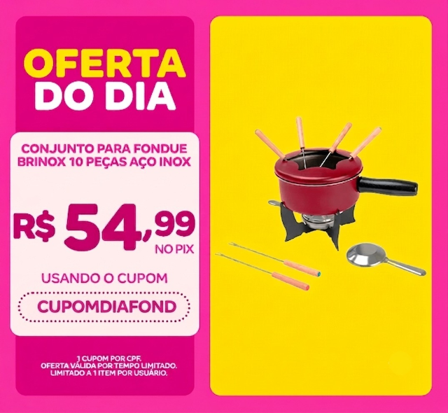 Conjunto para Fondue Brinox 10 Peças 16cm 1,25 Litros Aço Inox