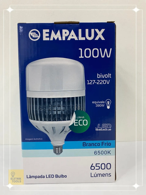 Lâmpada LED 100W 6500K Branco Frio E27 Bulbo Empalux 6500lm