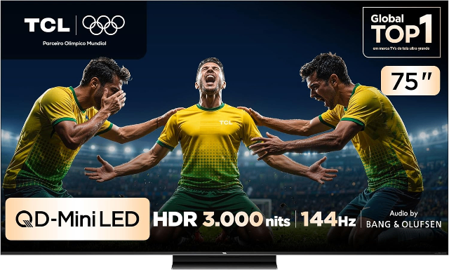 Smart TV TCL 75 Polegadas QLED Mini LED 4K C7K WiFi Bluetooth Google TV 4 HDMI 144Hz HDR10+ 75C7K