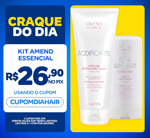 Kit Amend Essencial Acidificante e Leavein Redução de Frizz e Alinhamento