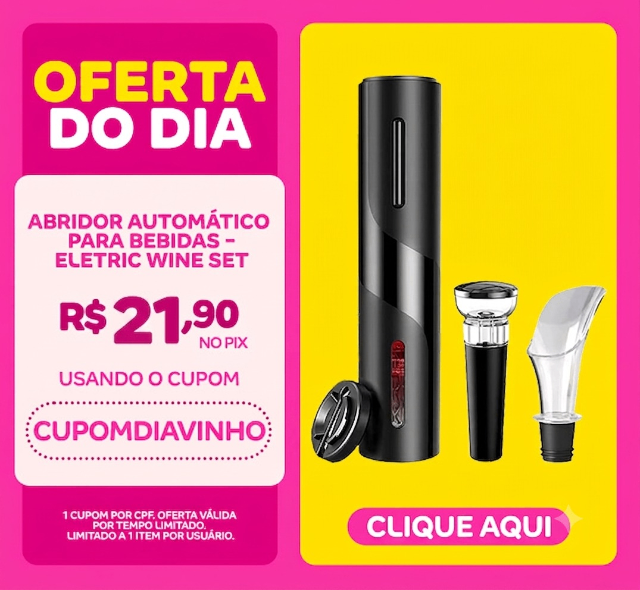 Abridor Automático para Bebidas - Vinho, Cerveja e Refrigerantes - Eletric Wine Set