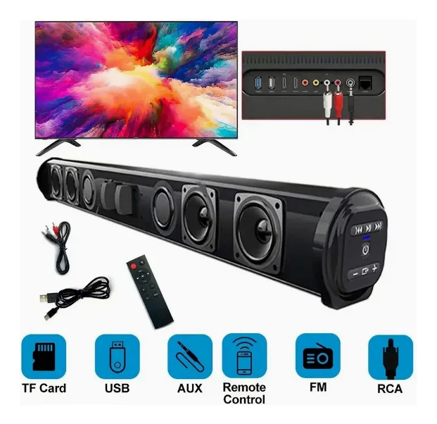 Soundbar Bluetooth Para Tv Com Usb E Aux Preto 220v 20hz-20khz