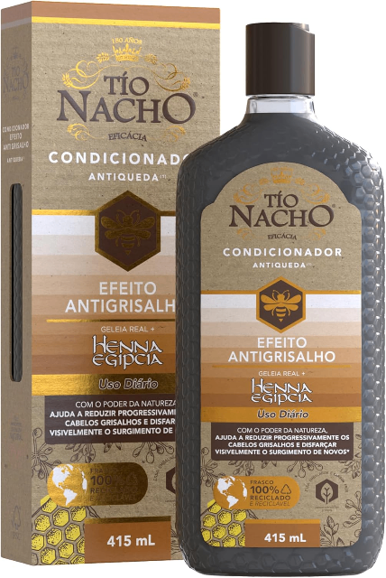 Condicionador Tio Nacho Antiqueda Antigrisalho com Henna Egípcia e Geleia Real para Cabelos Grisalhos e Fracos, 415 ml