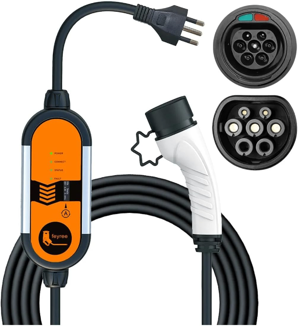 Carregador para elétricos, adaptador ajustável de 3,5 kW 85-264 V, 10A,TYPE2 IEC62196-2 para veículos elétricos, PHEVs