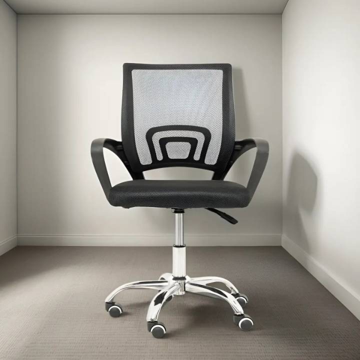Cadeira De Escritório Giratória Com Altura Ajustável Begônia Cor Preto Material Do Estofamento Mesh/nailon HIPER LOJAO SBC
