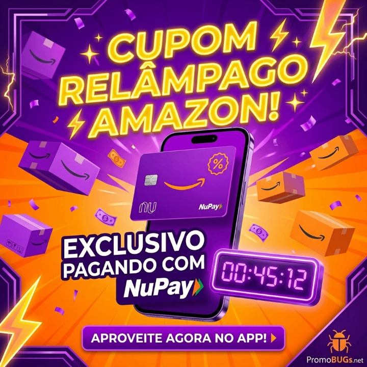 Cupom de 30% acima de R$ 80 com desconto máximo de R$ 100 pagando com NuPay na Primeira Compra na Amazon