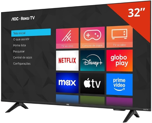 Smart TV LCD LED 32" AOC 32S5155/78G - Wi-Fi, HD, Quad Core, Dolby Áudio, 60 Hz