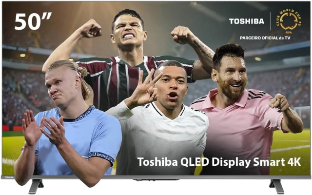 Smart TV QLED 50" 4K Toshiba 50C450NS Google TV 3 HDMI 2 USB Wi-Fi - TB034M