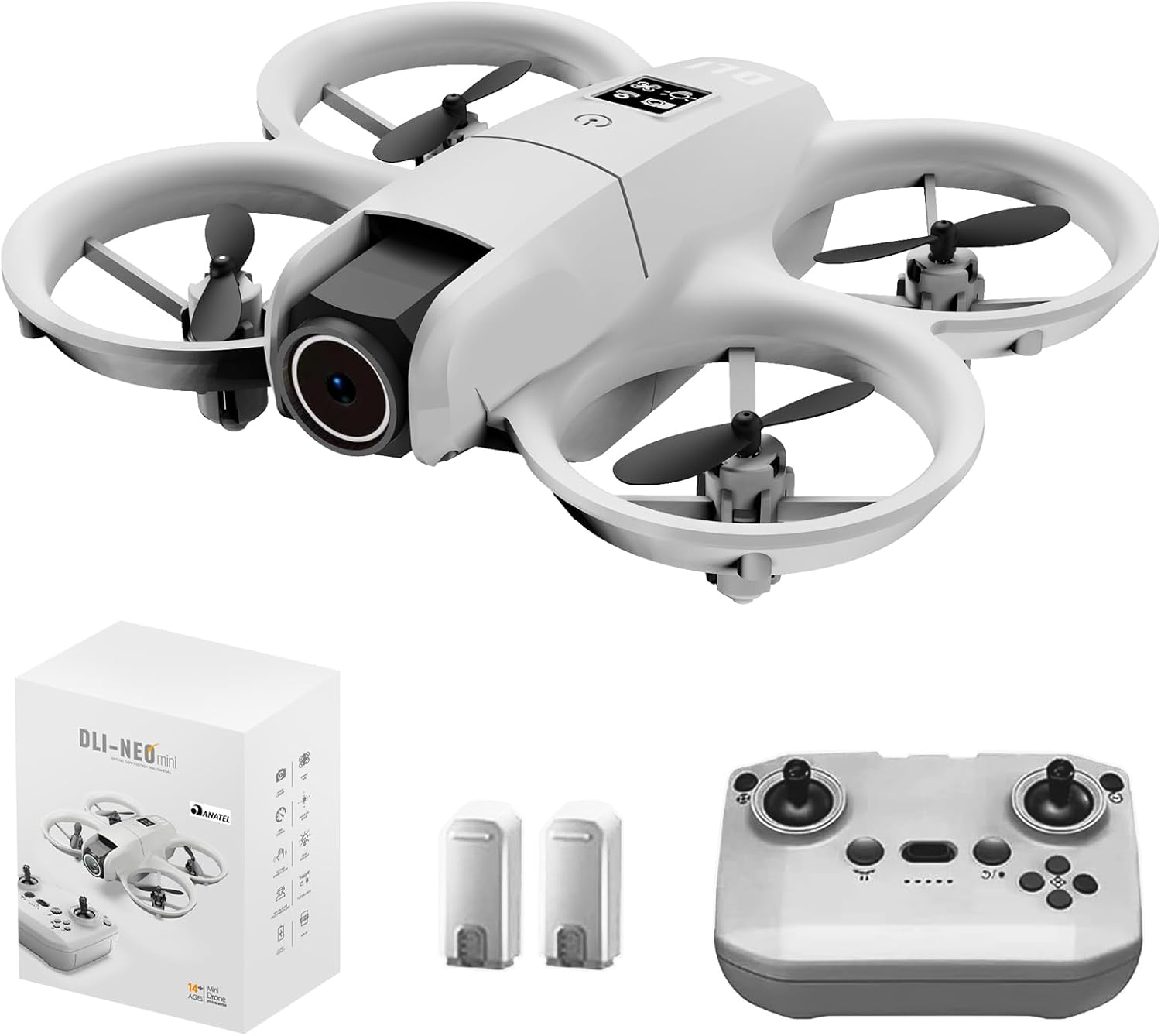 Drone DLI Neo com Câmera Dupla 4K UHD, Controle Remoto, Wi-Fi, Prevenção de Obstáculos, 2 Baterias, para Iniciantes