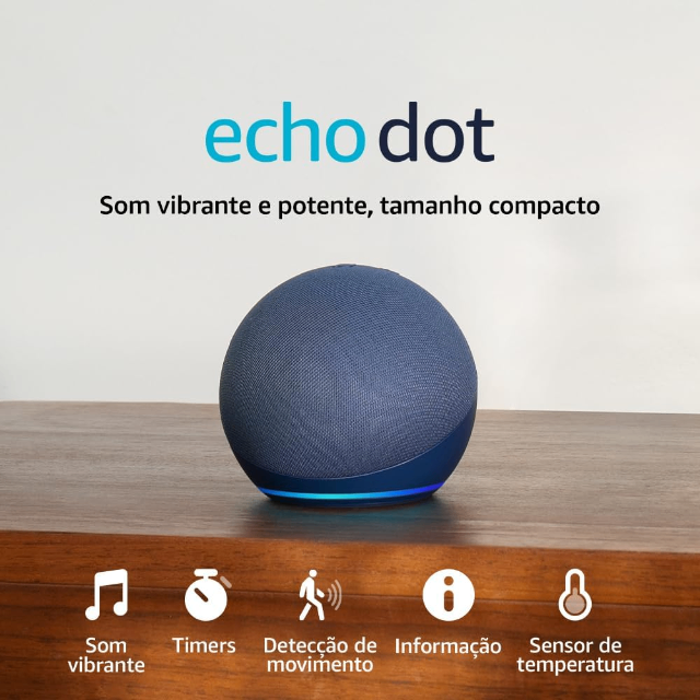 Echo Dot (Geração mais recente) | Smart speaker com Alexa, som vibrante e potente, Wi-Fi e Bluetooth | Cor Azul, com Acesso Antecipado à Alexa+