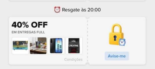 Cupom de 40% em entregas Full no Mercado Livre