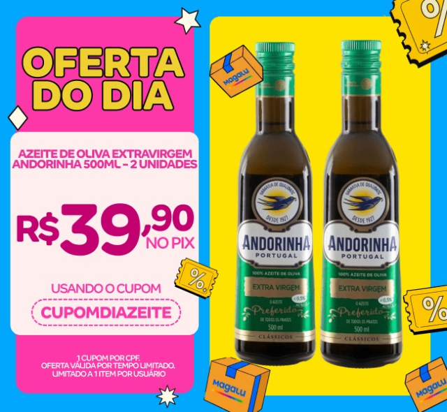 Azeite De Oliva Virgem Andorinha Vidro 500ml - 2 Unidades