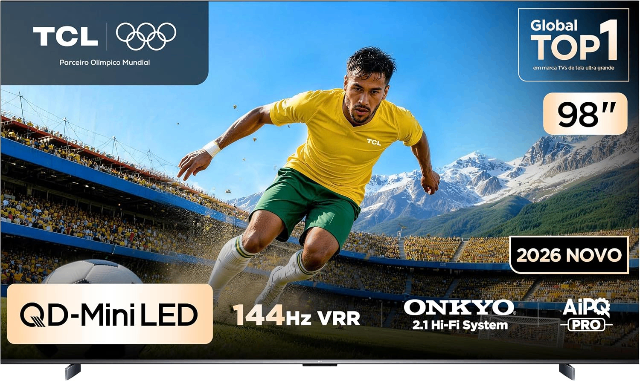TCL ADVANCED 4K QD Mini LED Smart TV 98" P8L Google TV, 144 Hz VRR, Controle Preciso de Iluminação e Tela HVA